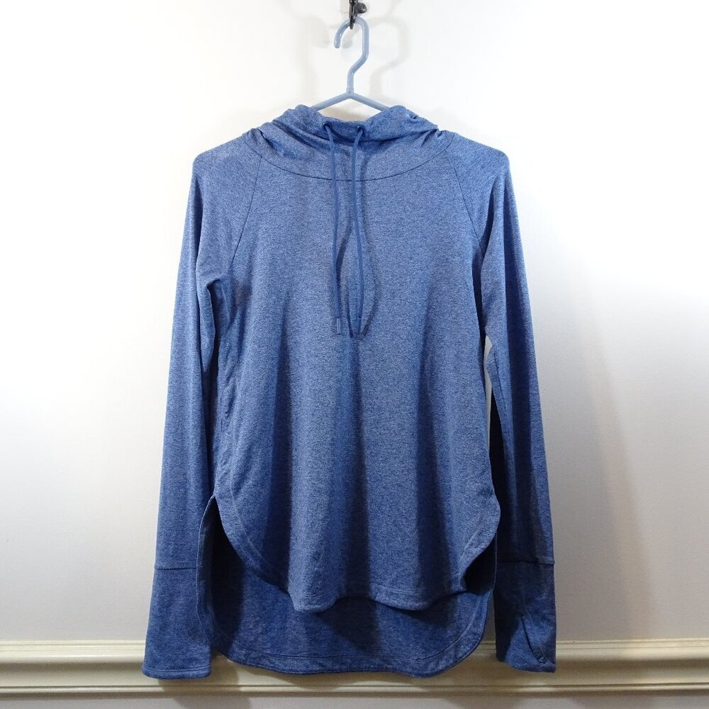 Athleta Uptempo Hoodie Sweatshirt Top Size XS Blue Heather Thumbholes